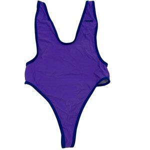 Boutine LA Purple One-Piece Swimsuit with Dark Blue Trim